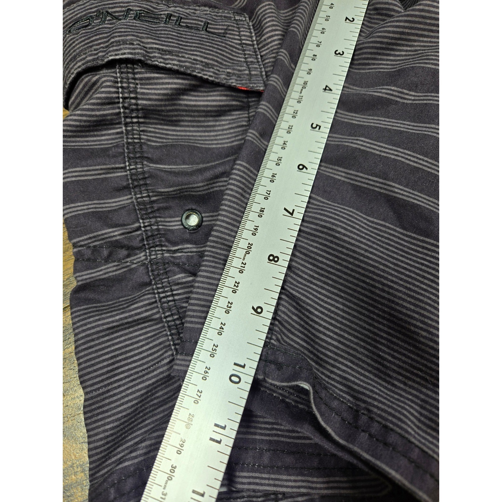 ONeill Mens Striped Board Shorts Red Charcoal Grey Cargo Pocket Size 29