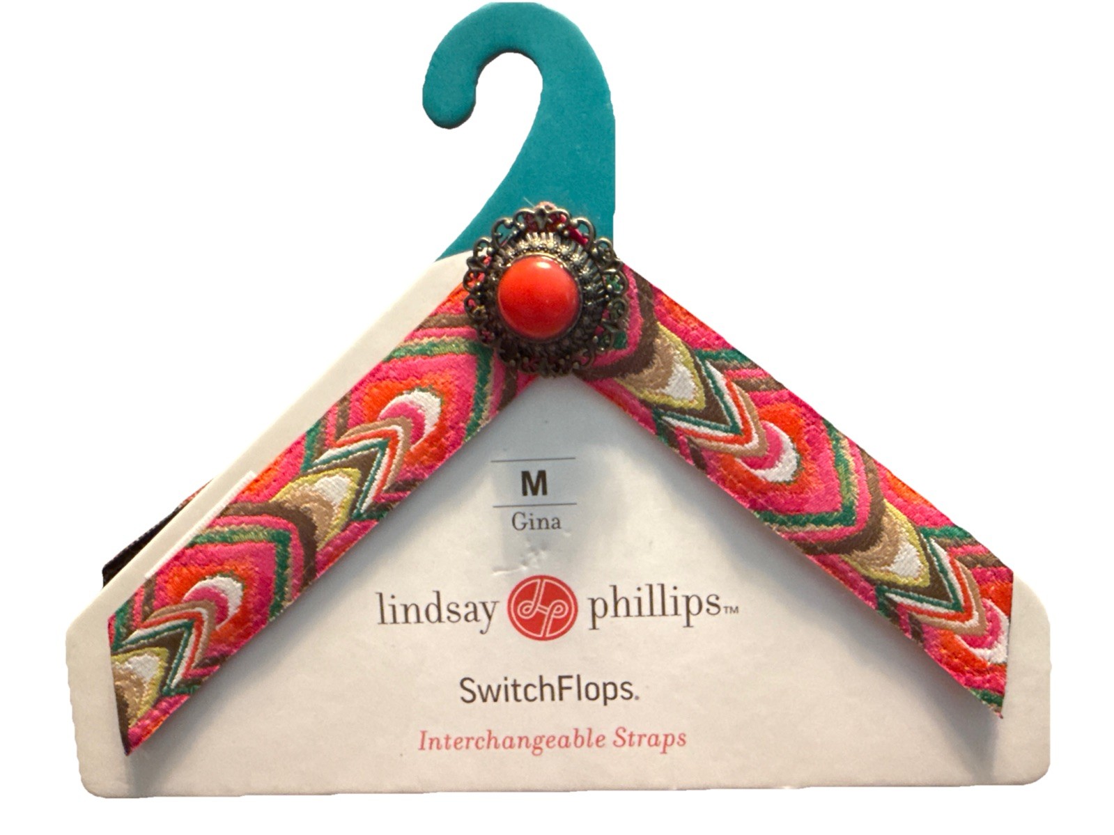 Lindsay Phillips Switchflops Interchangeable Straps Gina Pink Green Sz M NEW