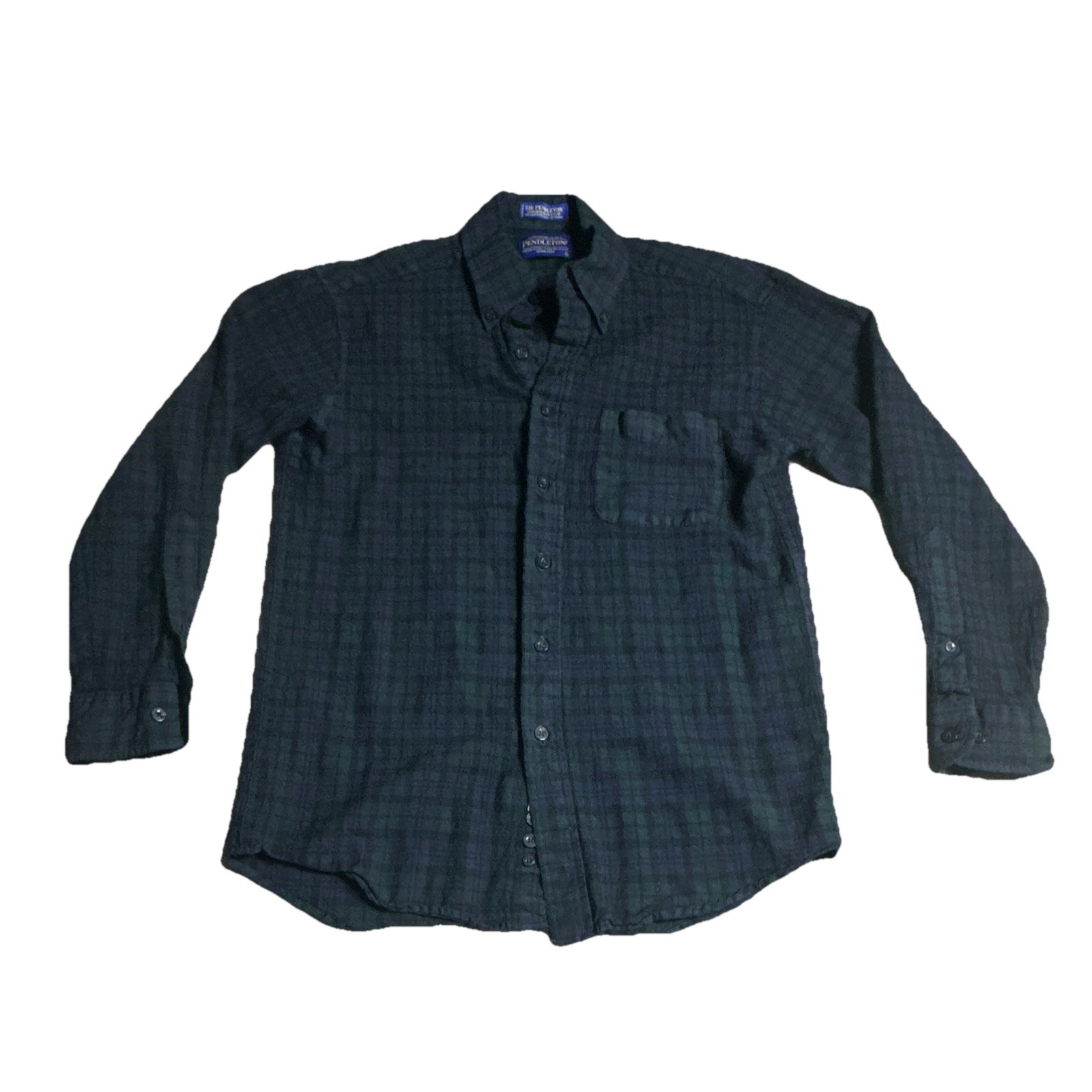 Pendleton Sir Pendleton Men’s M Green/Blue Plaid Wool Button-Down Pockets LS