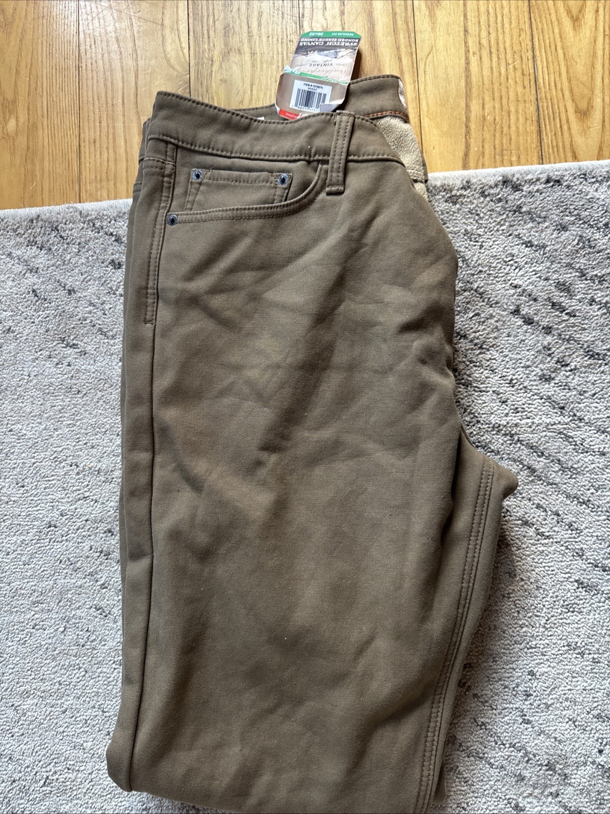 Weatherproof Vintage Fleece Lined Stretch Canvas Regular Fit Men’s 38×32 Wheat
