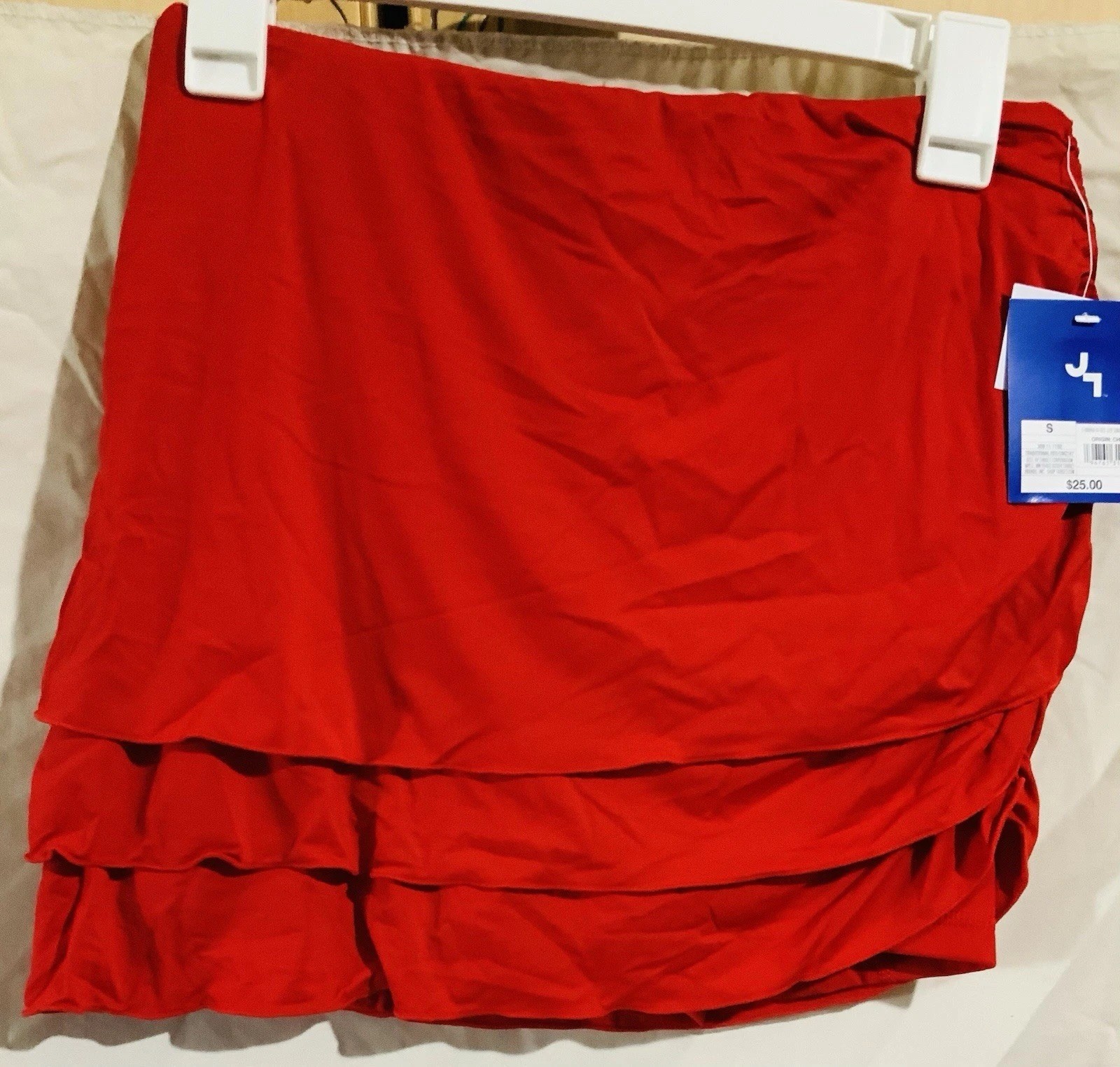JoyLab Women’s Red Solid Layered Ruffle Mini Skirt, Regular, S