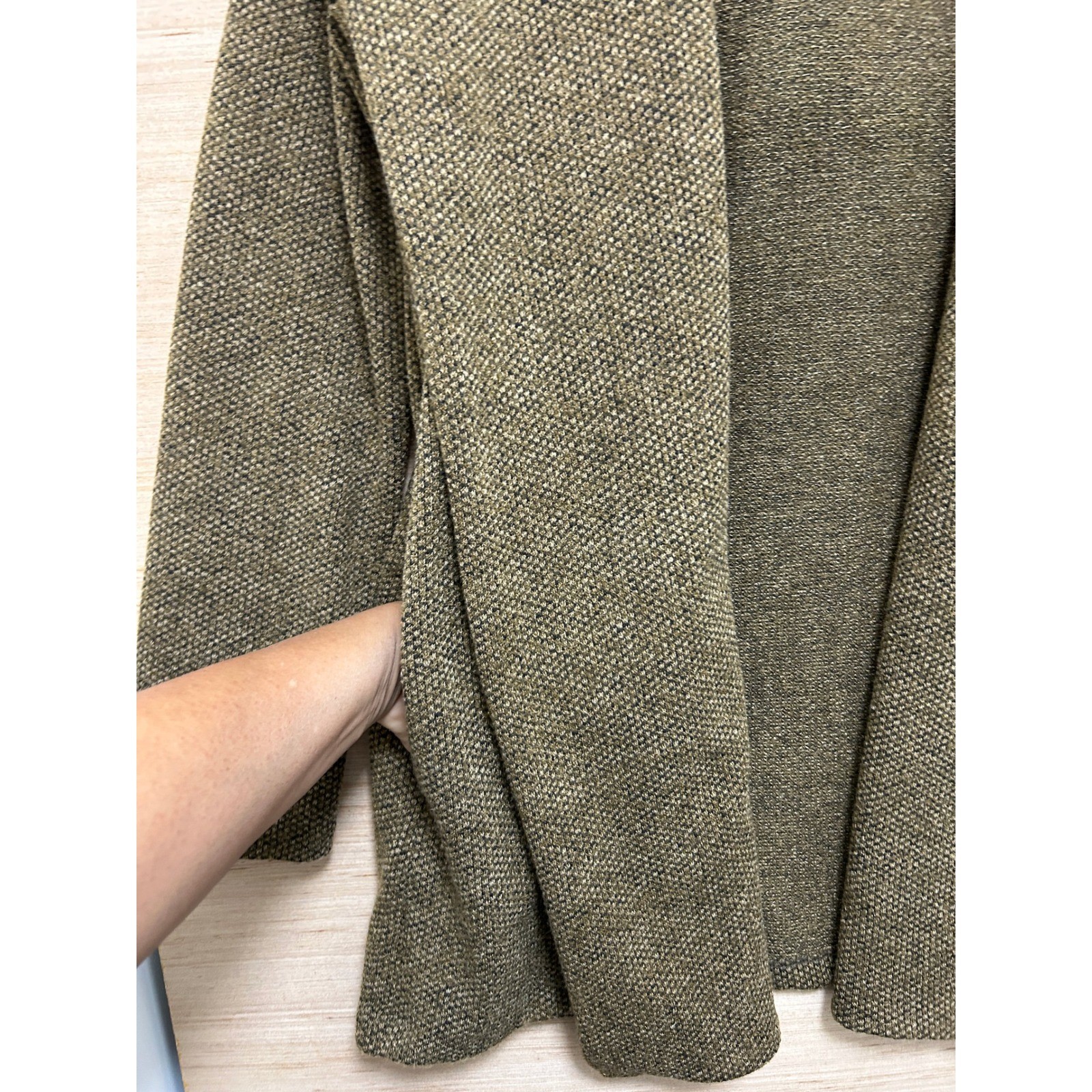 Renee C Womens Hooded Open Front Cardigan Olive Green Textured Knit Made in USA