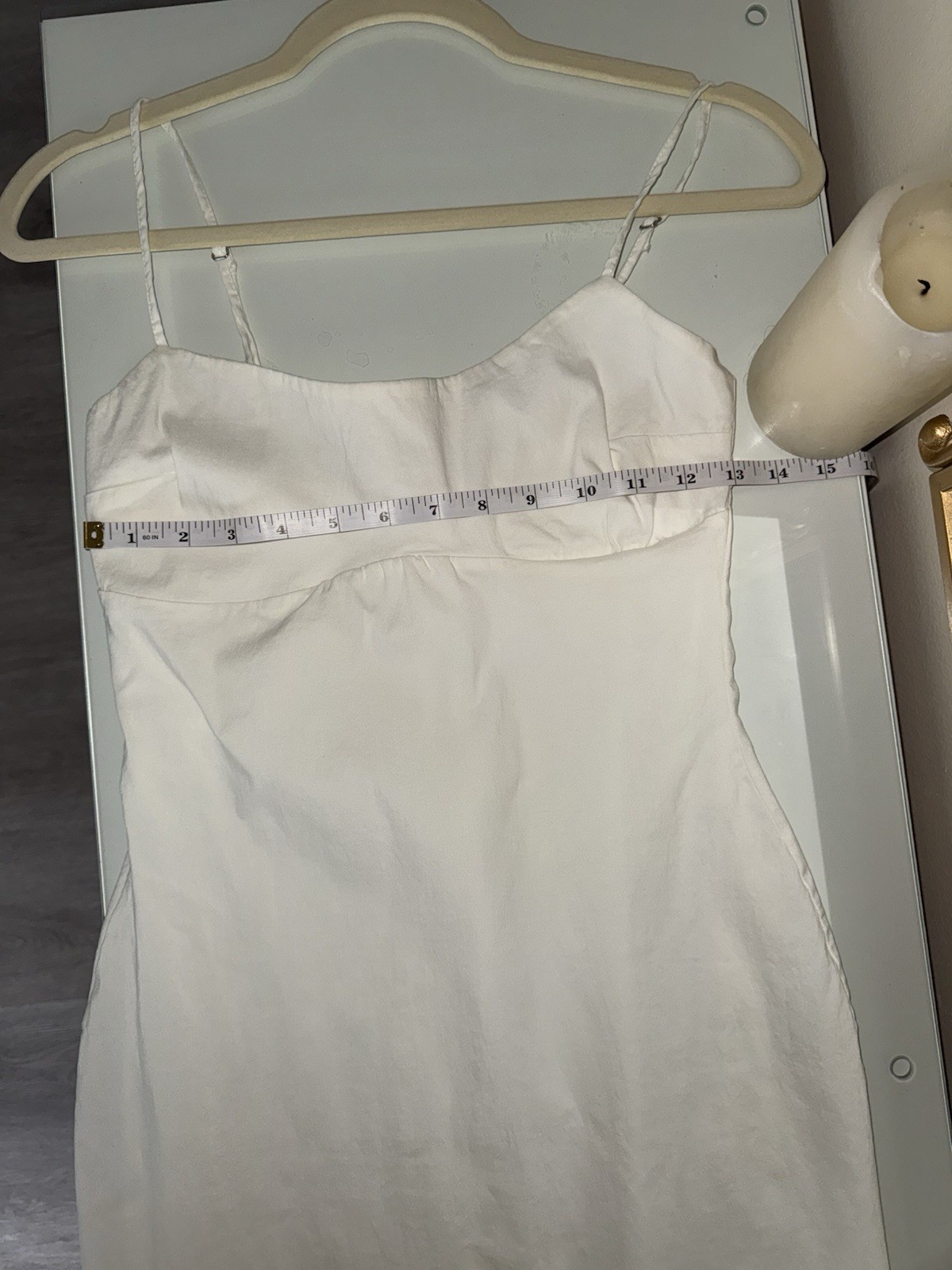 Bershka White Solid Square Neck Strappy Sleeveless Maxi Dress Size M