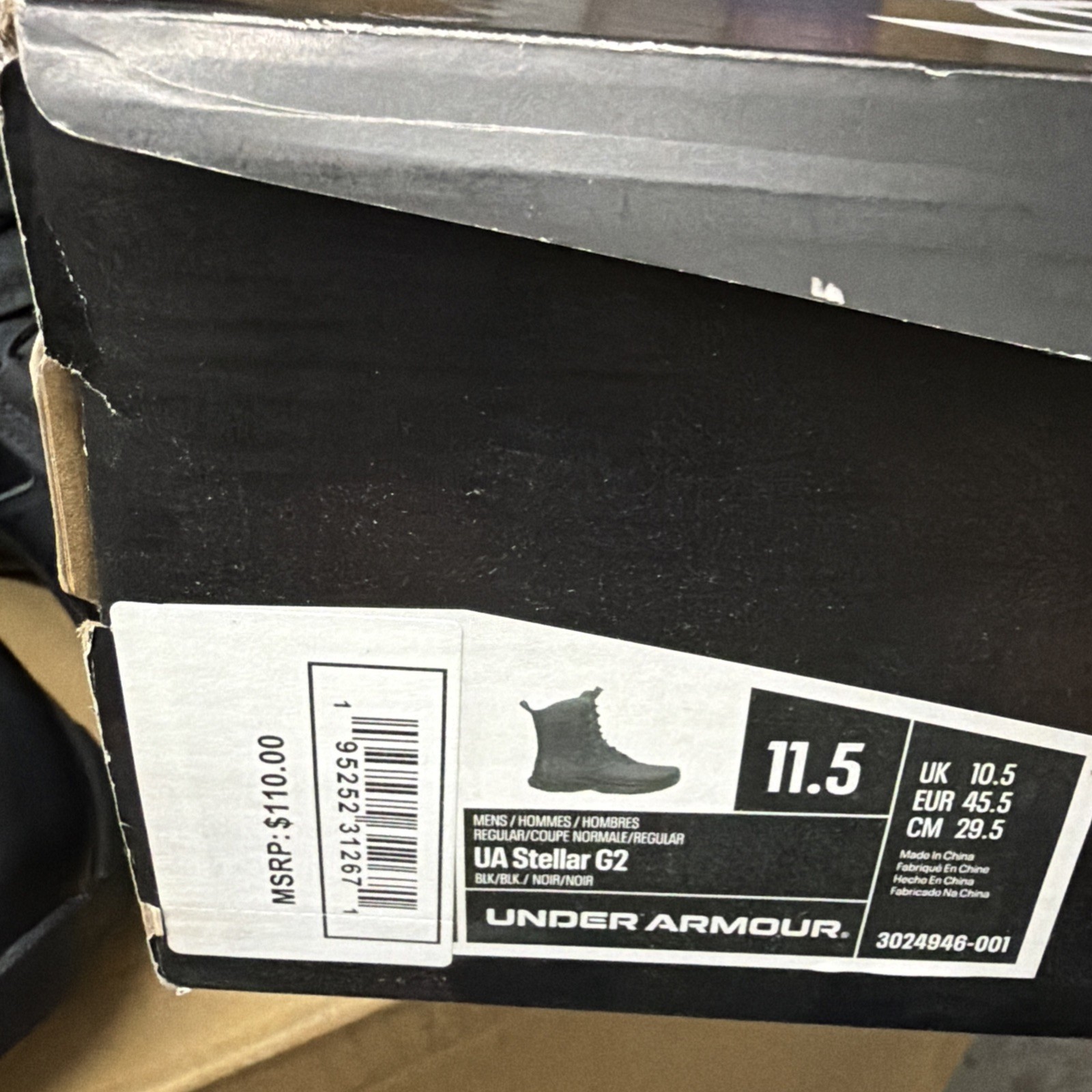 Under Armour 3024946 -001 Men’s Stellar G2 Size 11.5 In Black