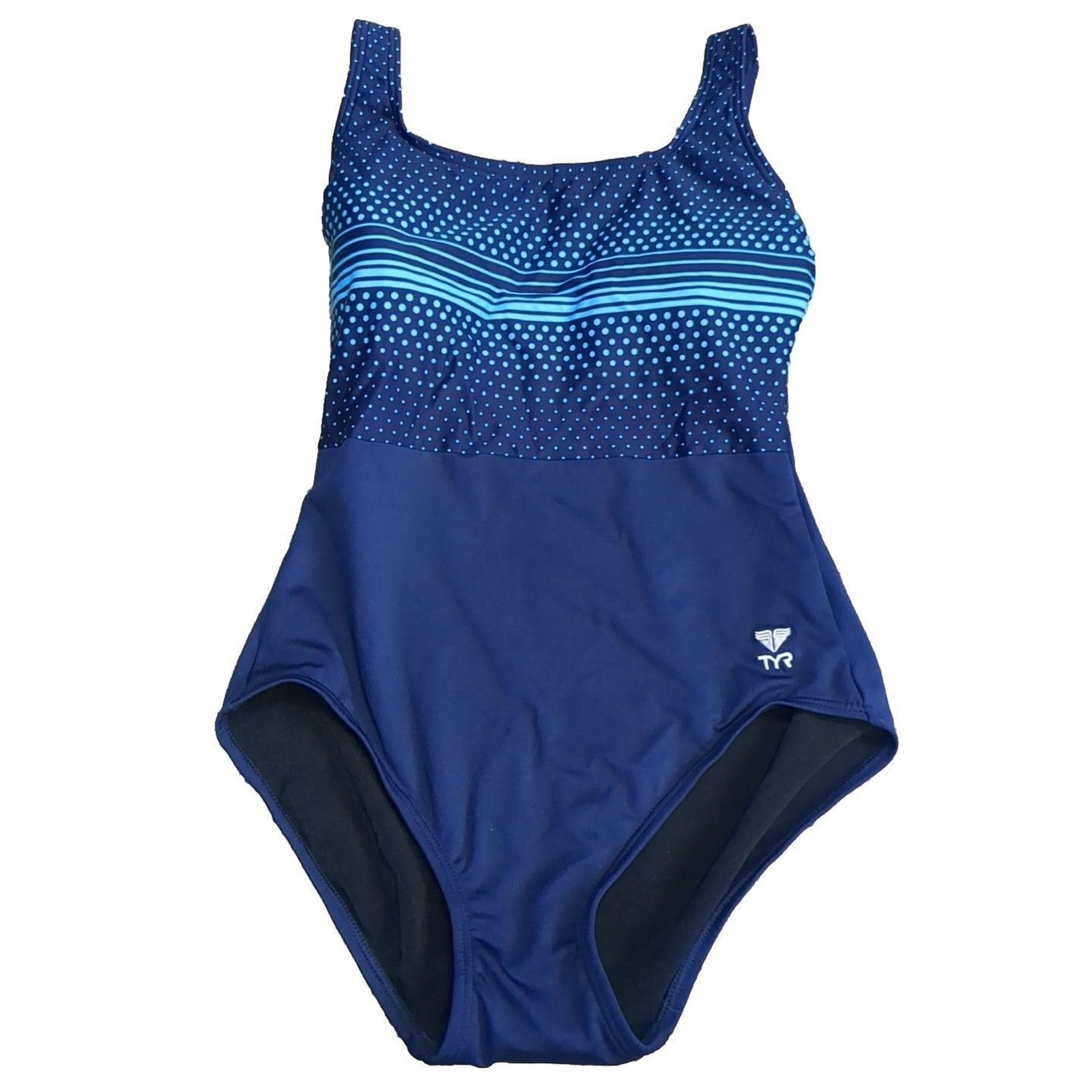 TYR Women ControlFit One Piece Swimsuit – Blue Dot Pattern Size 8 NWOT