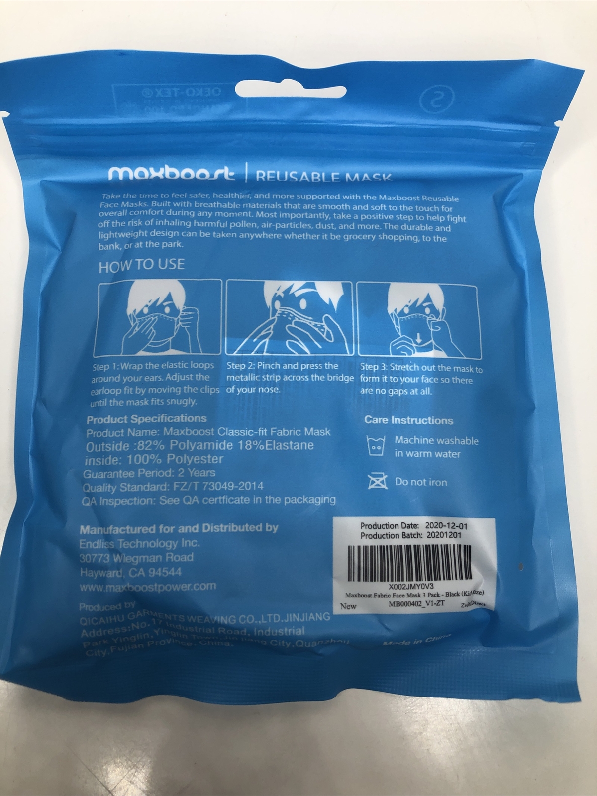 Max boost Reusable Washable Protective Face Mask Pack Of 3 Size Small