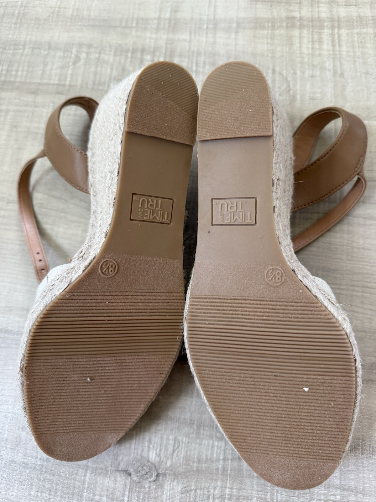 Time and Tru Women’s Canvas Espadrille Wedge Memory Foam Ankle Strap 8.5