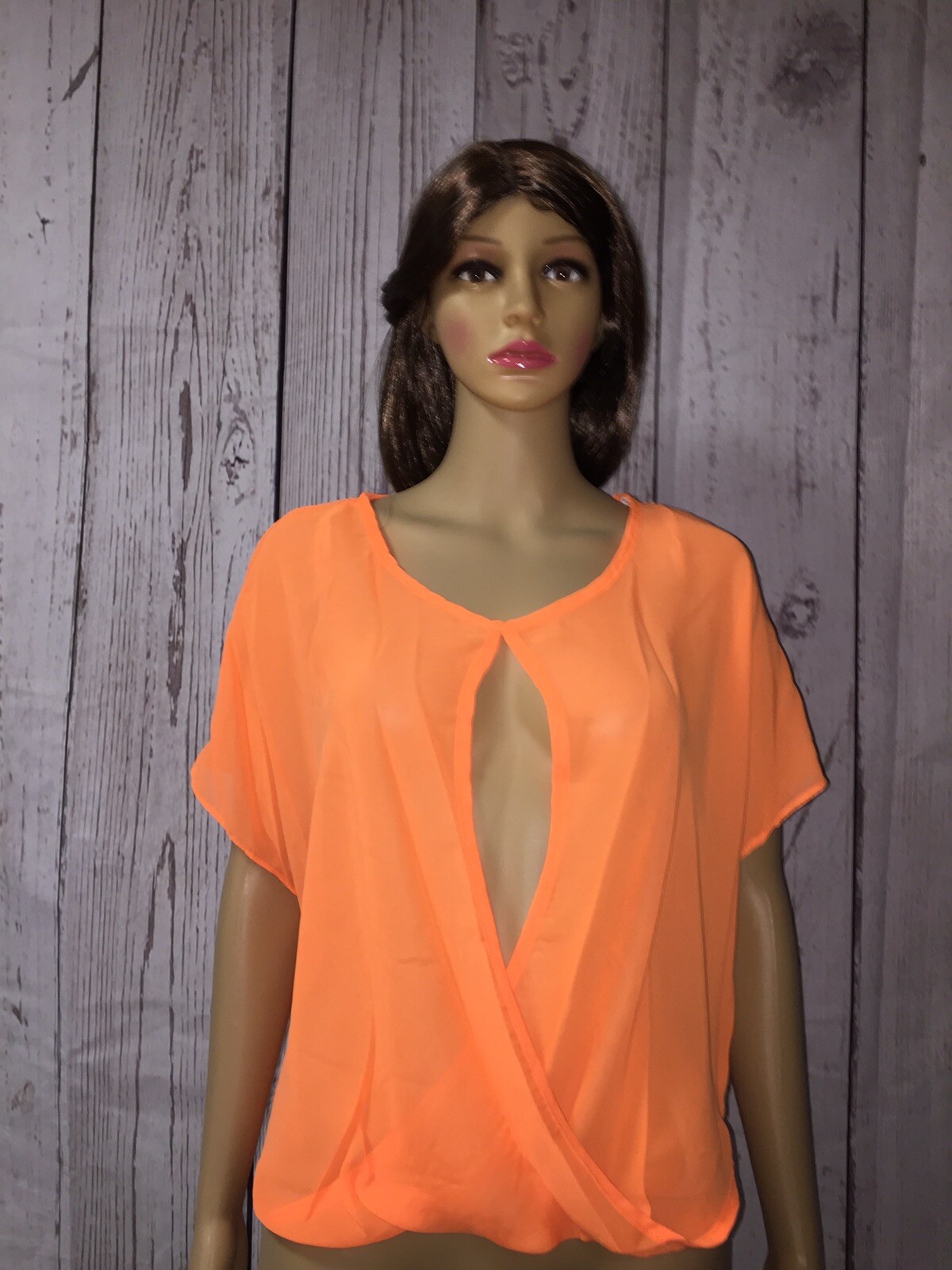 true light women’s summer sheer see though top neon orange size options
