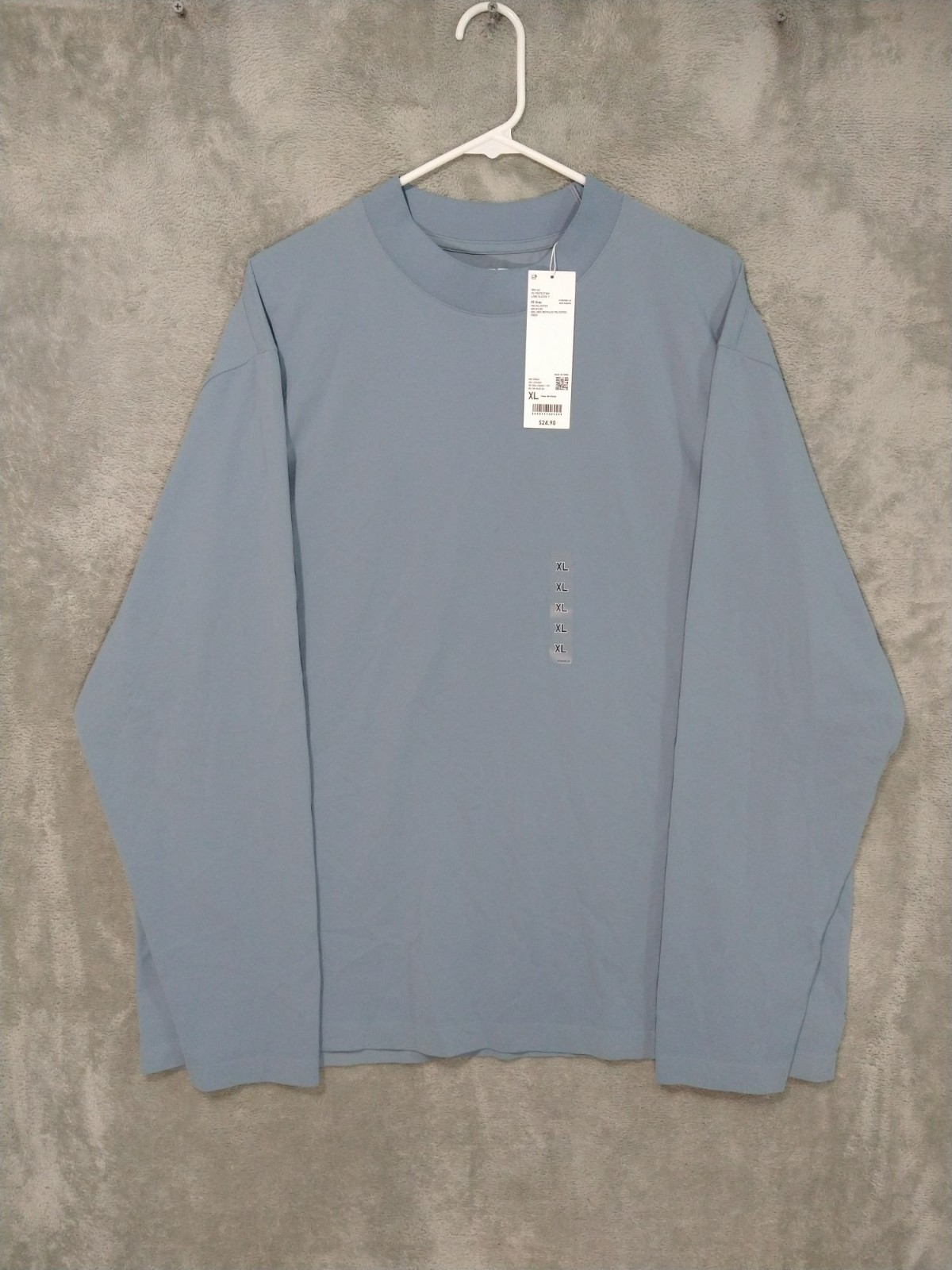 Uniqlo Shirt Mens XL Gray Dry Ex Crew Neck Long Sleeve UV Protection