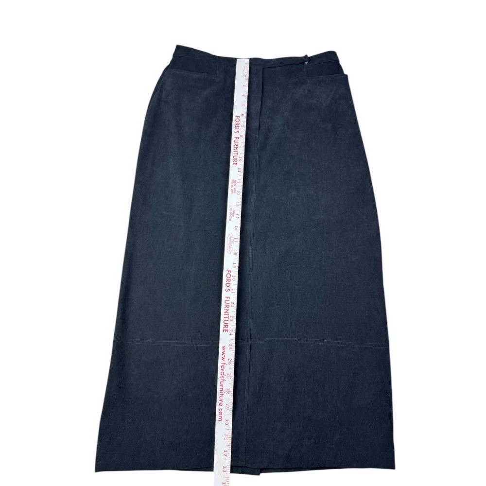 Norton McNaughton Vintage Maxi Skirt 12 Black Elastic Waist Pockets Side Zip