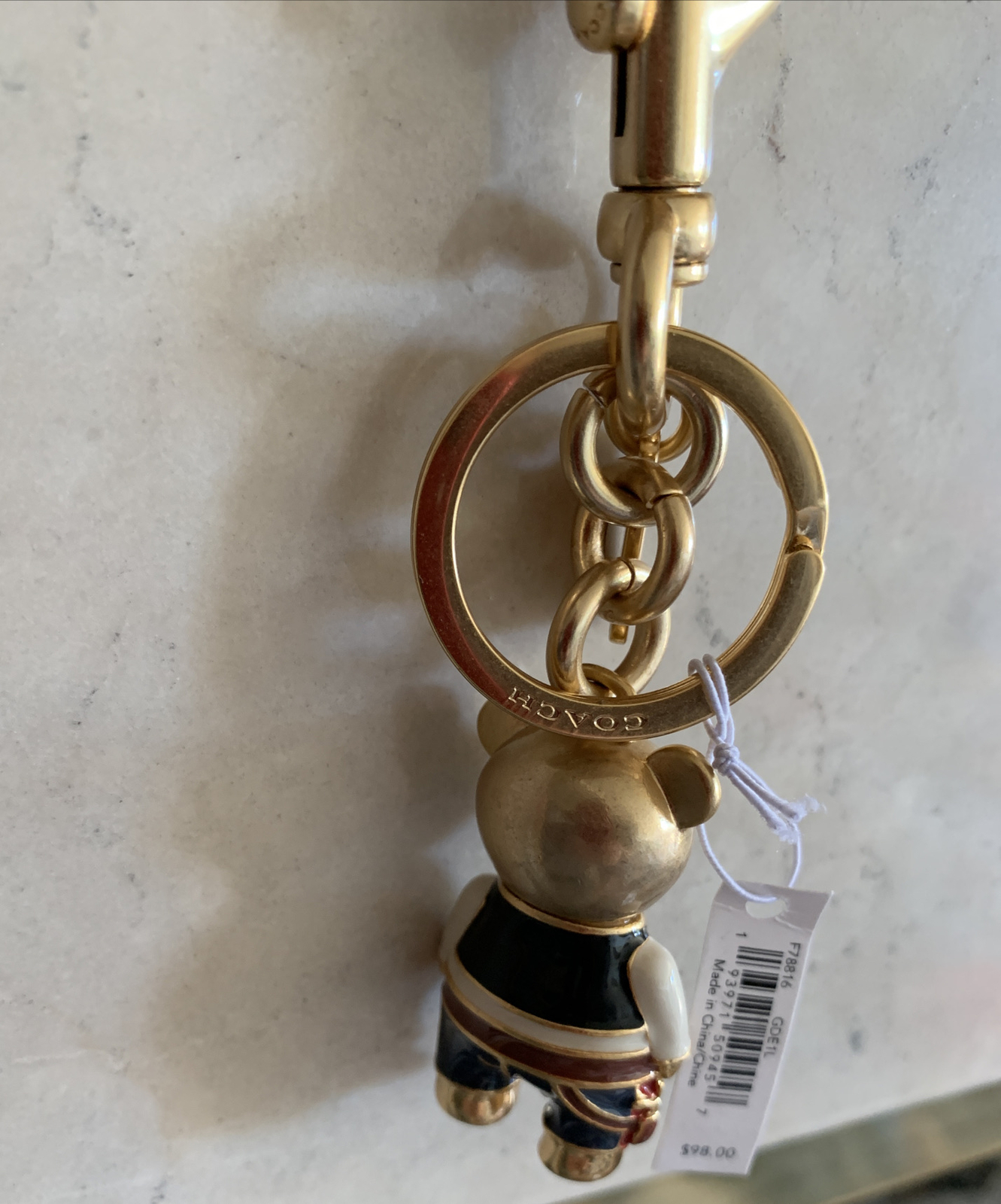 NEW COACH X STAR WARS HAN SOLO BEAR SOLID METAL GOLD TONE/MULTI KEY/FOB CHAIN
