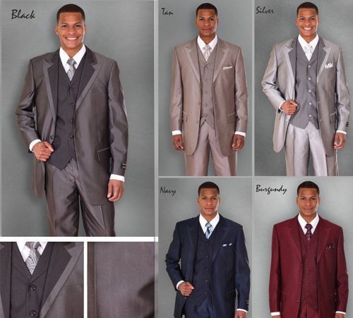 Milano Moda Men’s 3 Piece High Fashion Modern 3 Button Suit, Pants, Vest 5907v