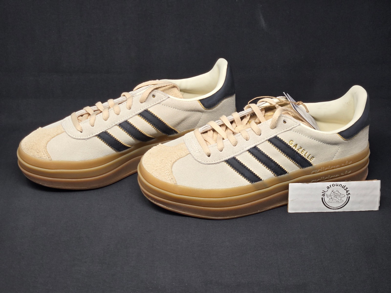 Adidas Gazelle Bold Platform Womens Size 7.5 Cream Black Sand JS3892 NBY