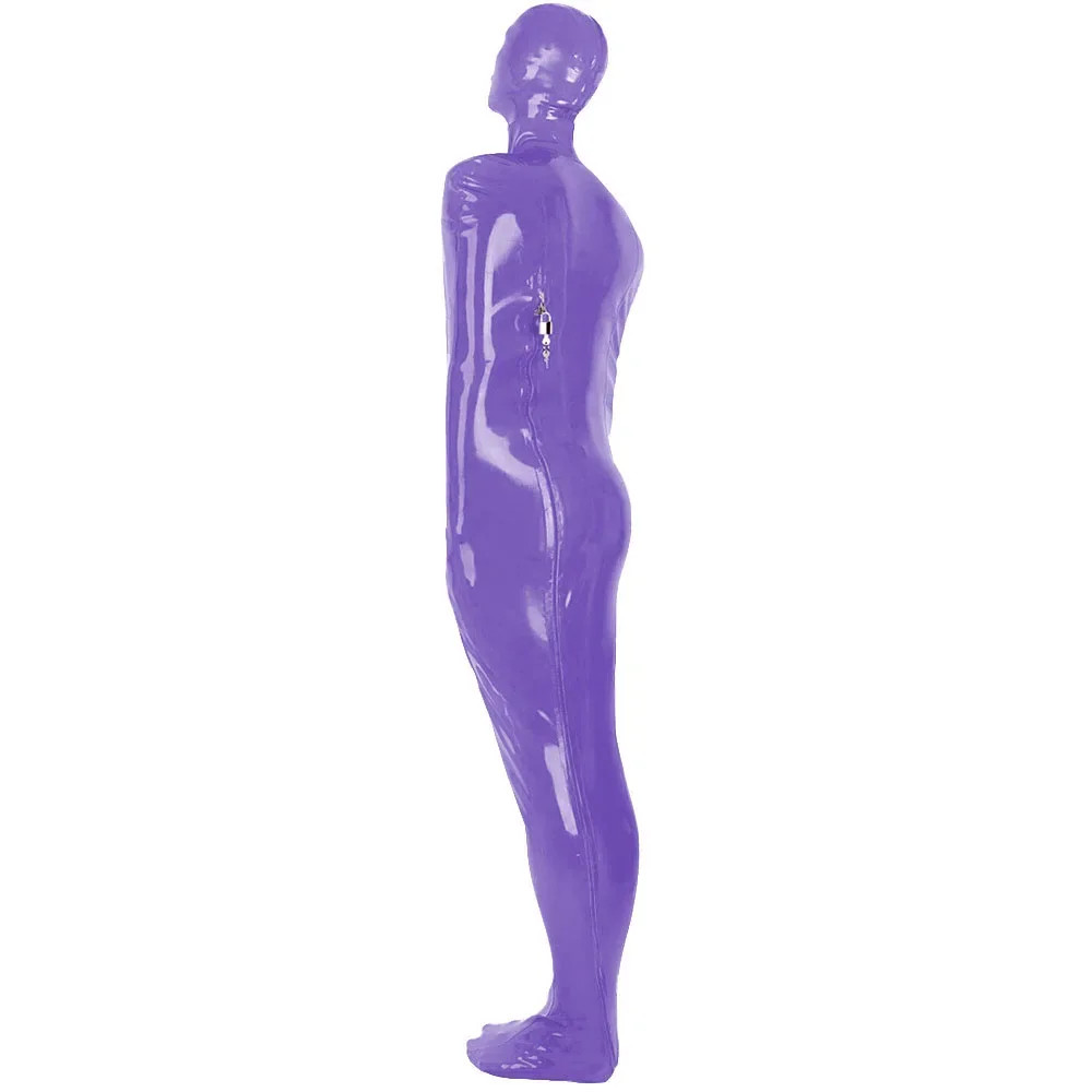 Glossy Leather PVC Full Body Bodysuit Unisex Wear Jumpsuit Back Zipper Catsuit