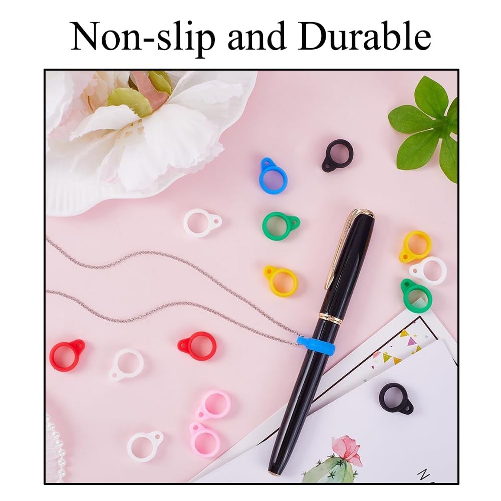 60 Pieces Anti-Lost Silicone Rubber Rings, Pen Holder for Lanyard, Necklace L…
