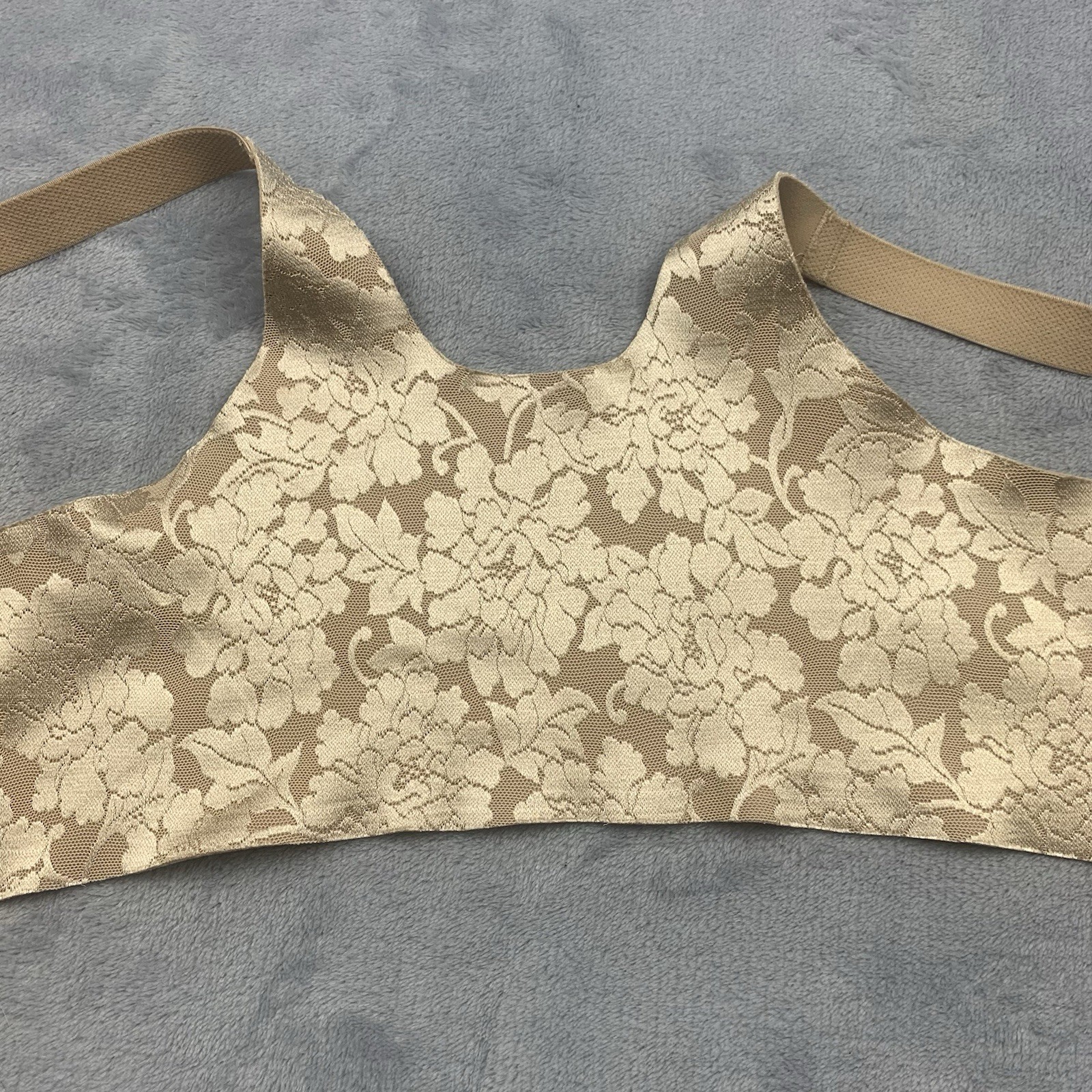 Soma Vanishing Back Full Coverage Bra Size 36G Front Closure Floral Lace Beige