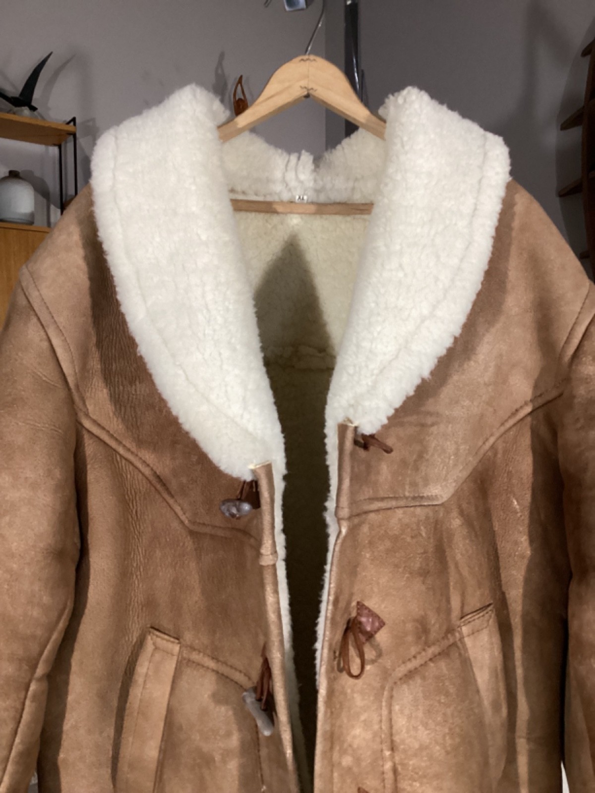 Vintage Men’s Heavy Sheepskin / Leather Western Rancher Plainsman’s COAT sz XL