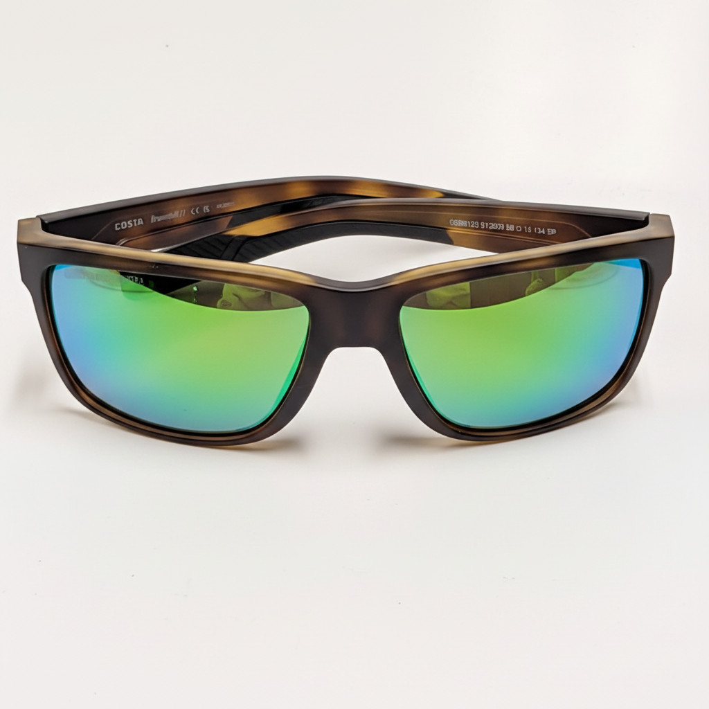 Costa Broadbill II sunglasses Matte Tortoise Green Mirror 580 glass polarized
