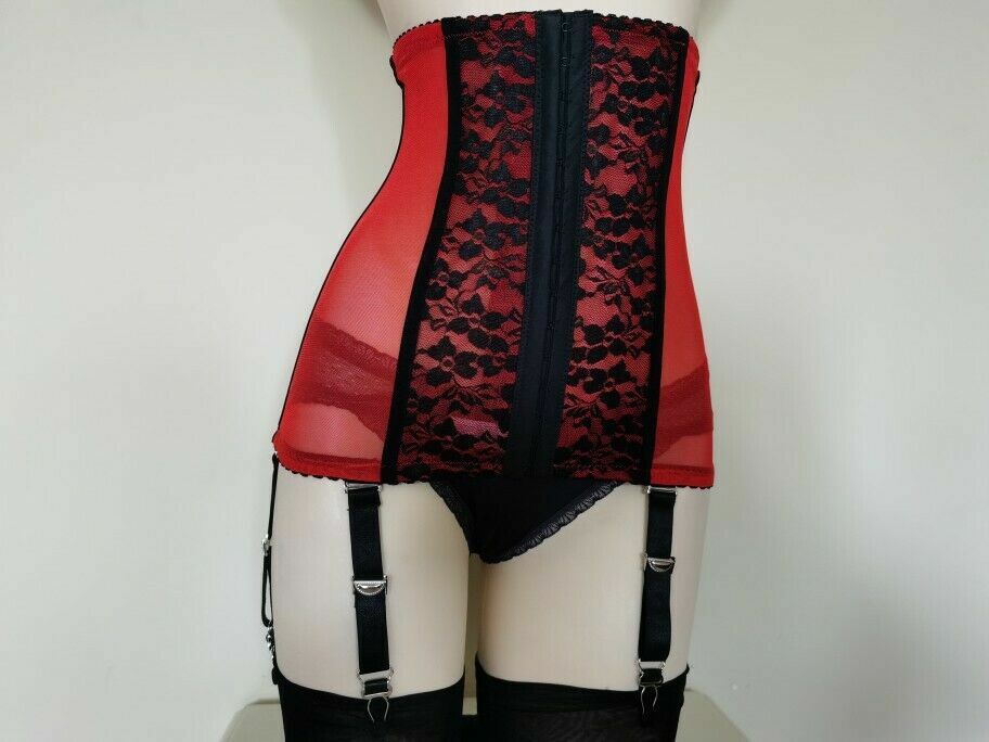 USA Unisex Boned Firm Shaping Waist Cincher Garter Belts With 6 Removable Straps