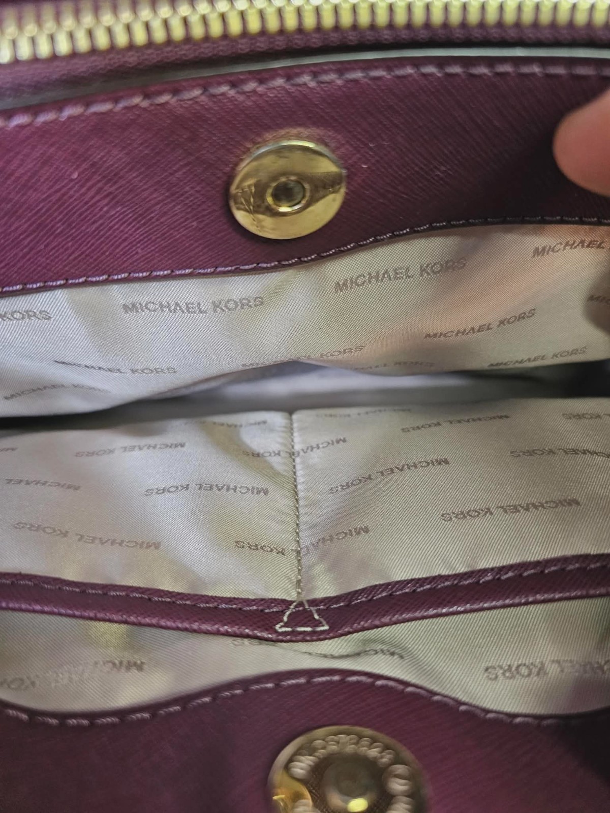 Michael Kors Savannah Large Satchel Burgundy Saffiano Leather Crossbody Bag Gold