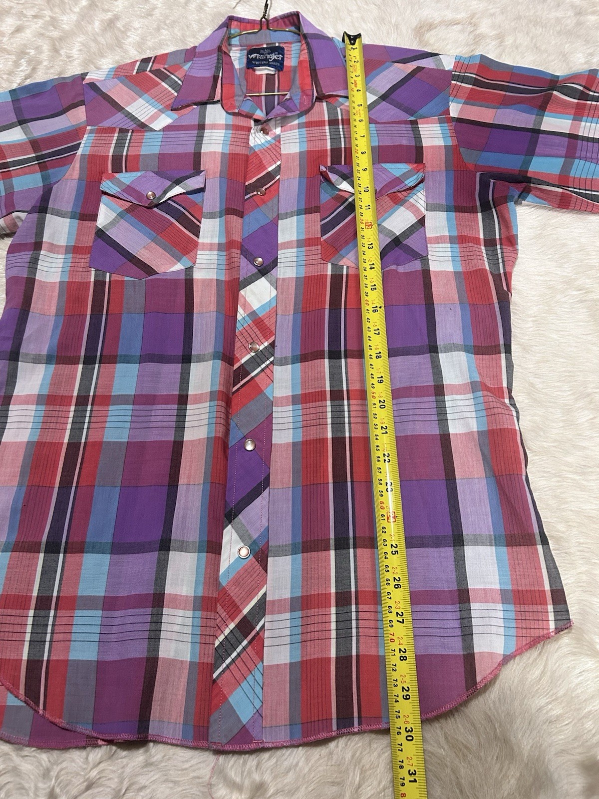 Vtg Wrangler Pearl Snap Multi Color Western Shrt Sleeve Shirt 90’s Medium
