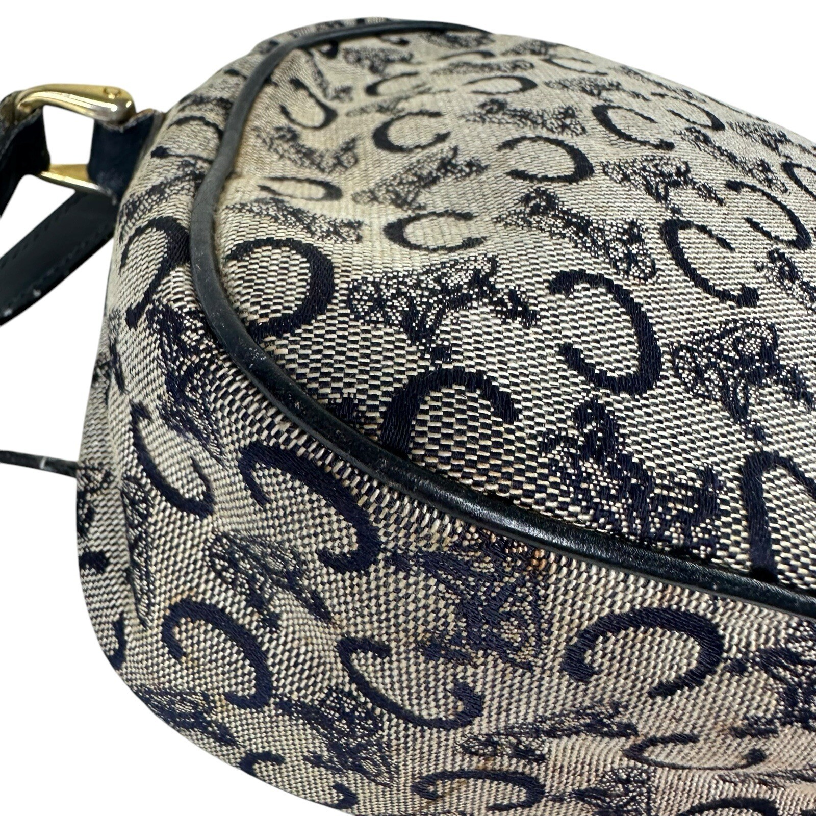 Celine Horse Carriage Hardware Monogram C Jacquard/Leather Shoulder Bag Blue