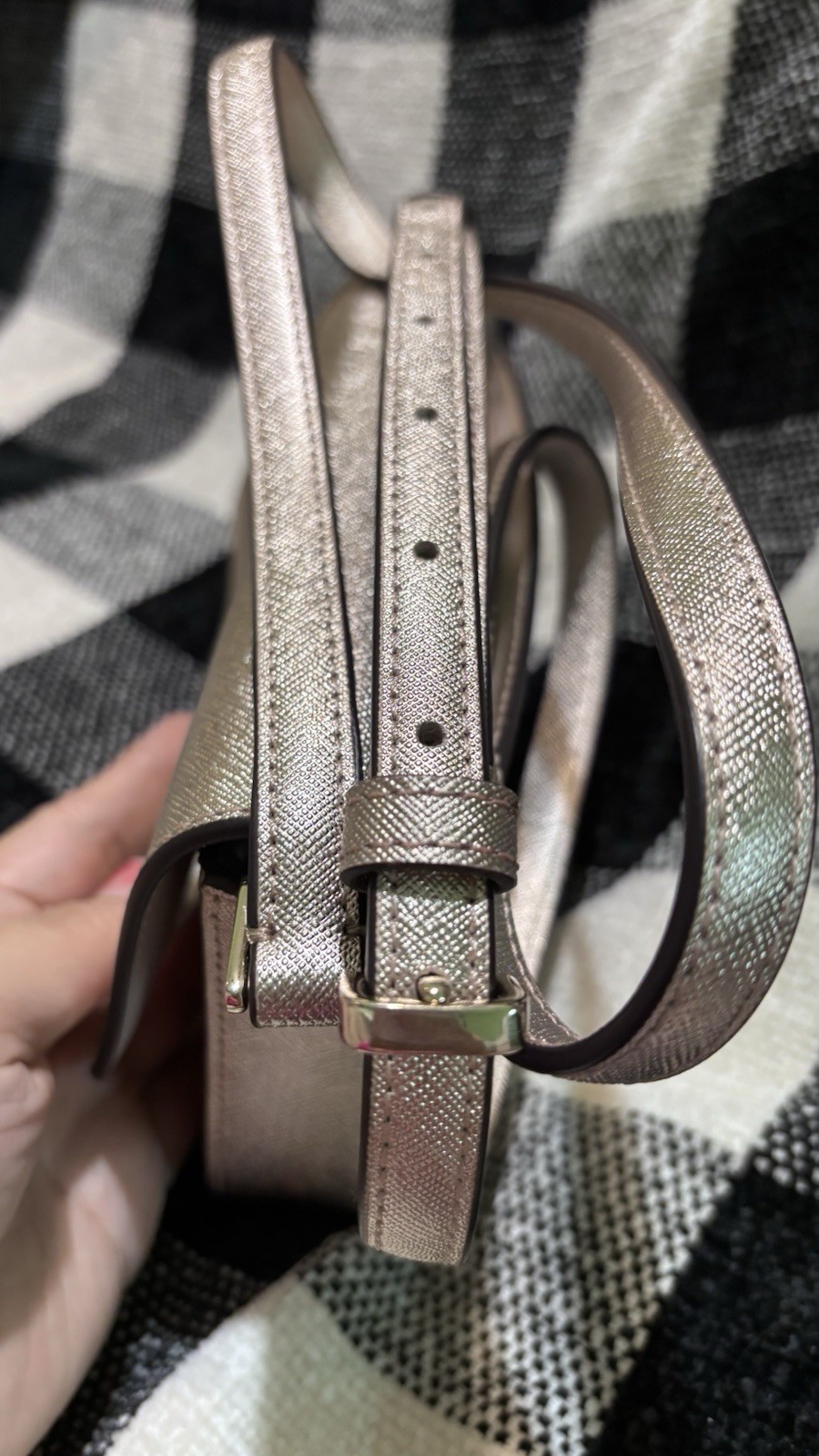 kate spade new york Gold Metallic Glitter Small Crossbody Bag, Strap, Coin Purse