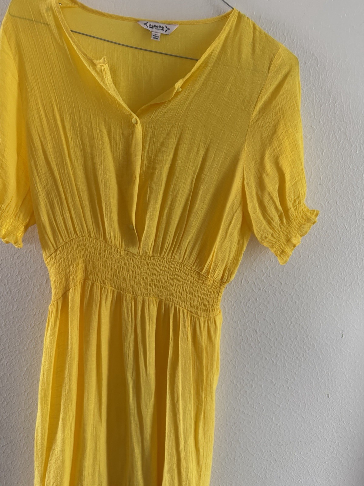 Nanette Lepore dress Womens Caribbean Texture sun Dress Size 10 Yellow no lining