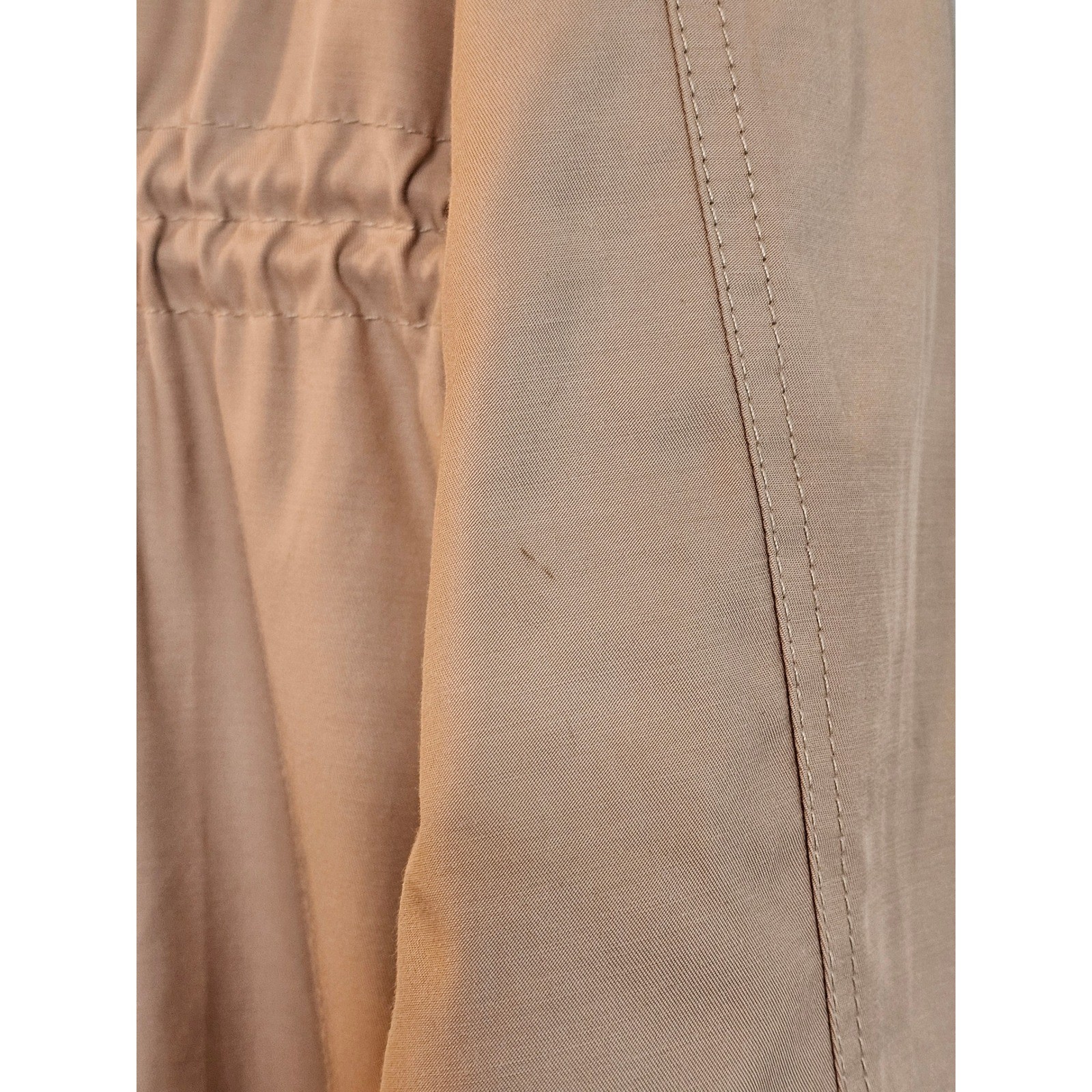 GUESS Los Angeles Womens Tan Draped Trench Jacket Drawstring Waist Beige Coat