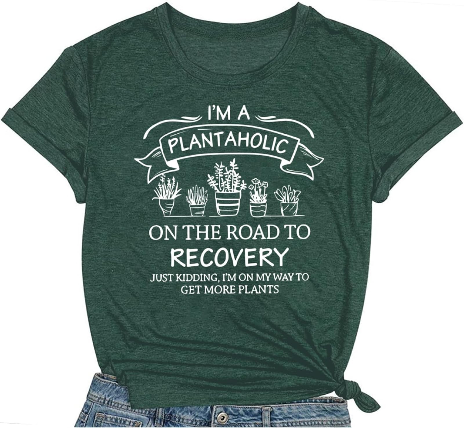 COMIZI Women’s Gardening Shirt – I’m a Plantaholic Tee for Plant Lovers