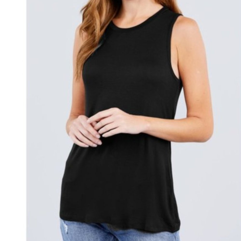 NWOT- Women’s Sleeveless Rayon/Span Knit Top, Black