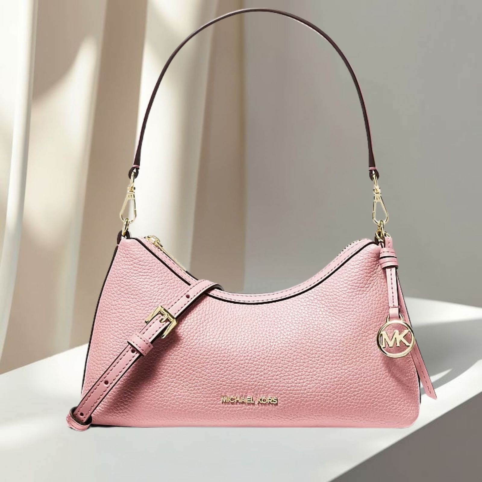 Michael Kors Sammy Women Small Leather Convertible Crossbody Bag Powder Blush
