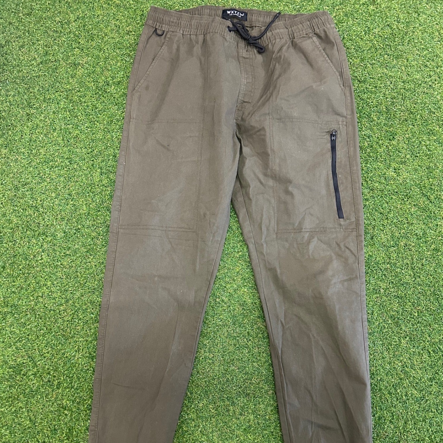 WXYZ Los Angeles Mens Jogger Pants Olive Green Utility Cargo Medium Drawstring
