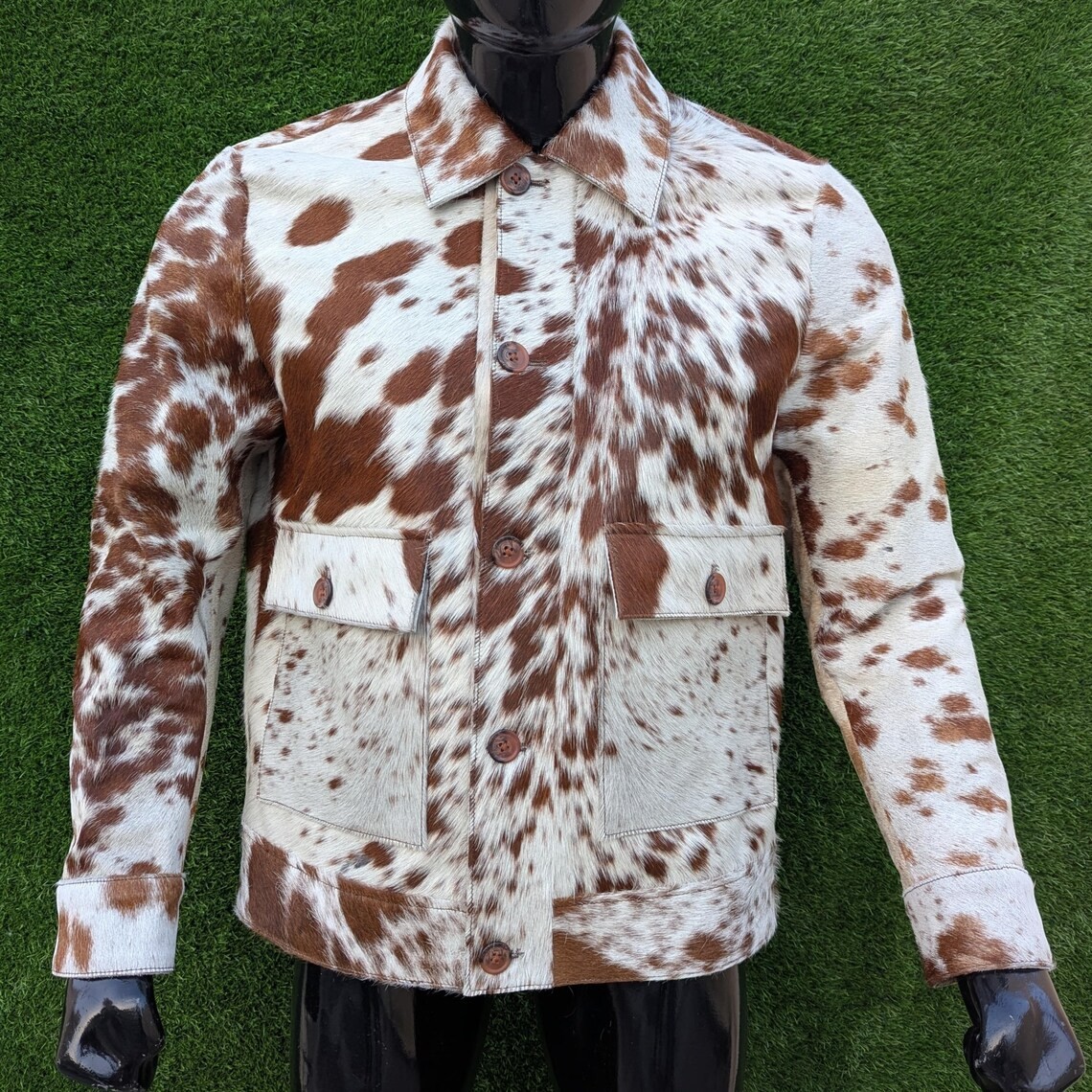 Premium Hair-On Cowhide Western Jacket Genuine Cow Leather Riding Coat
