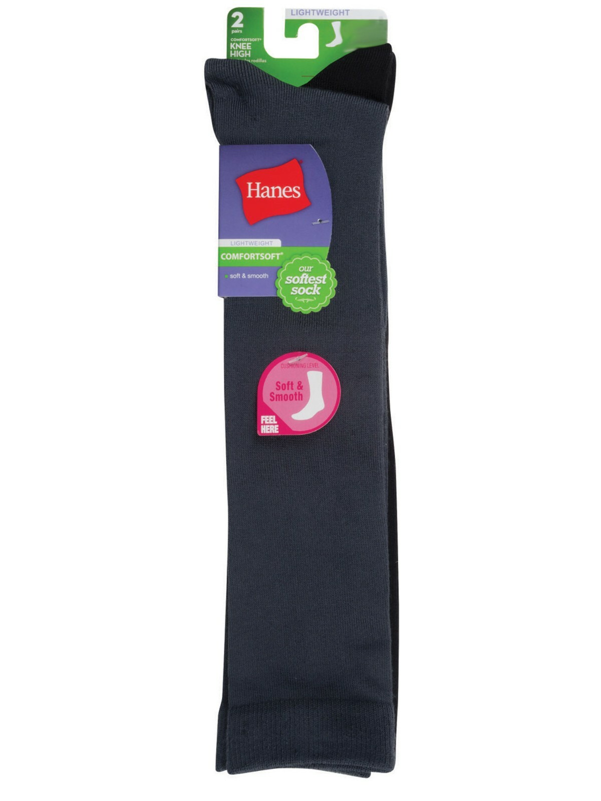 Women’s Lightweight ComfortSoft Knee High 2 Pairs Shoe Size 5-9