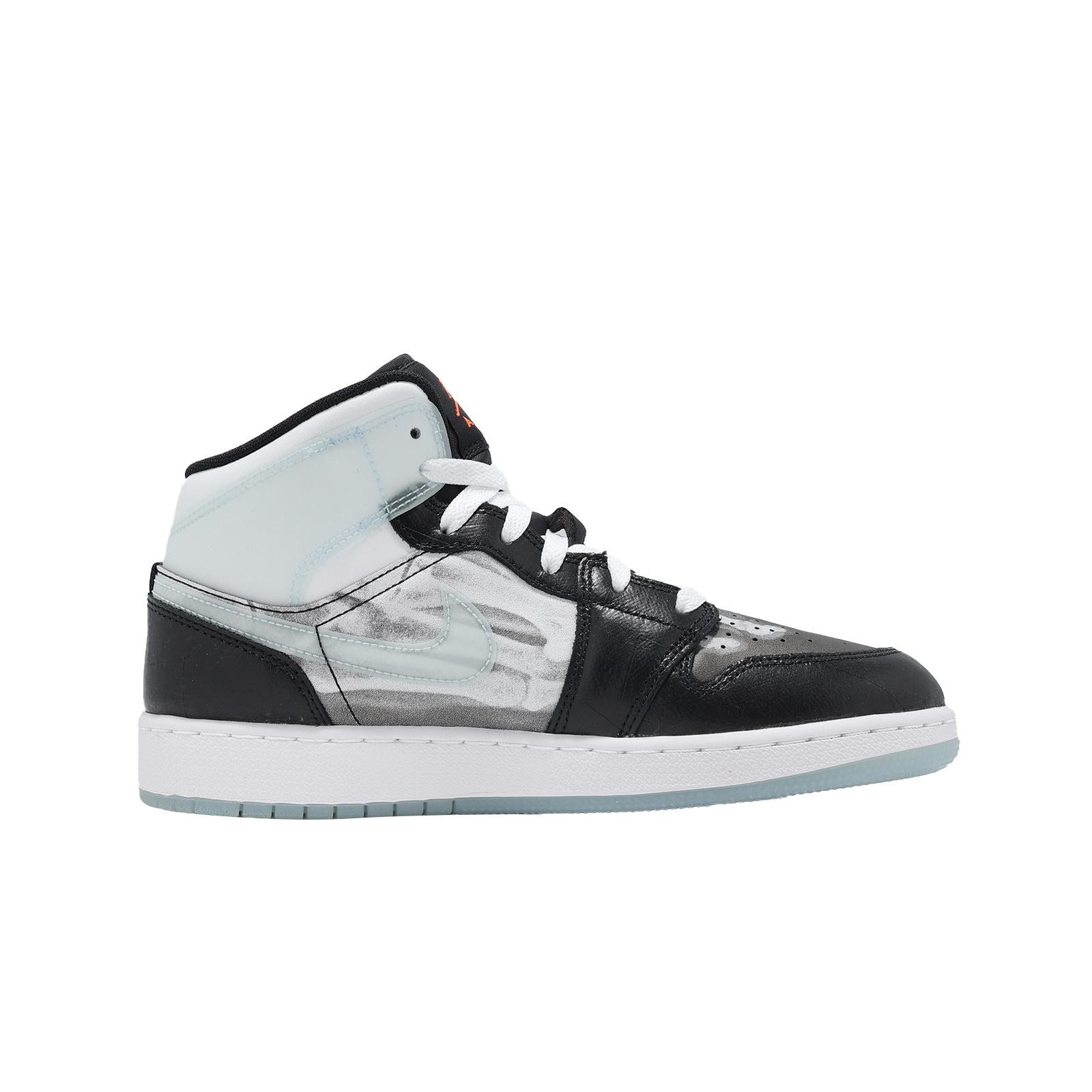 Nike Air Jordan 1 Mid SS GS Black Ice Blue Total Crimson Kids Youth HF3210-001
