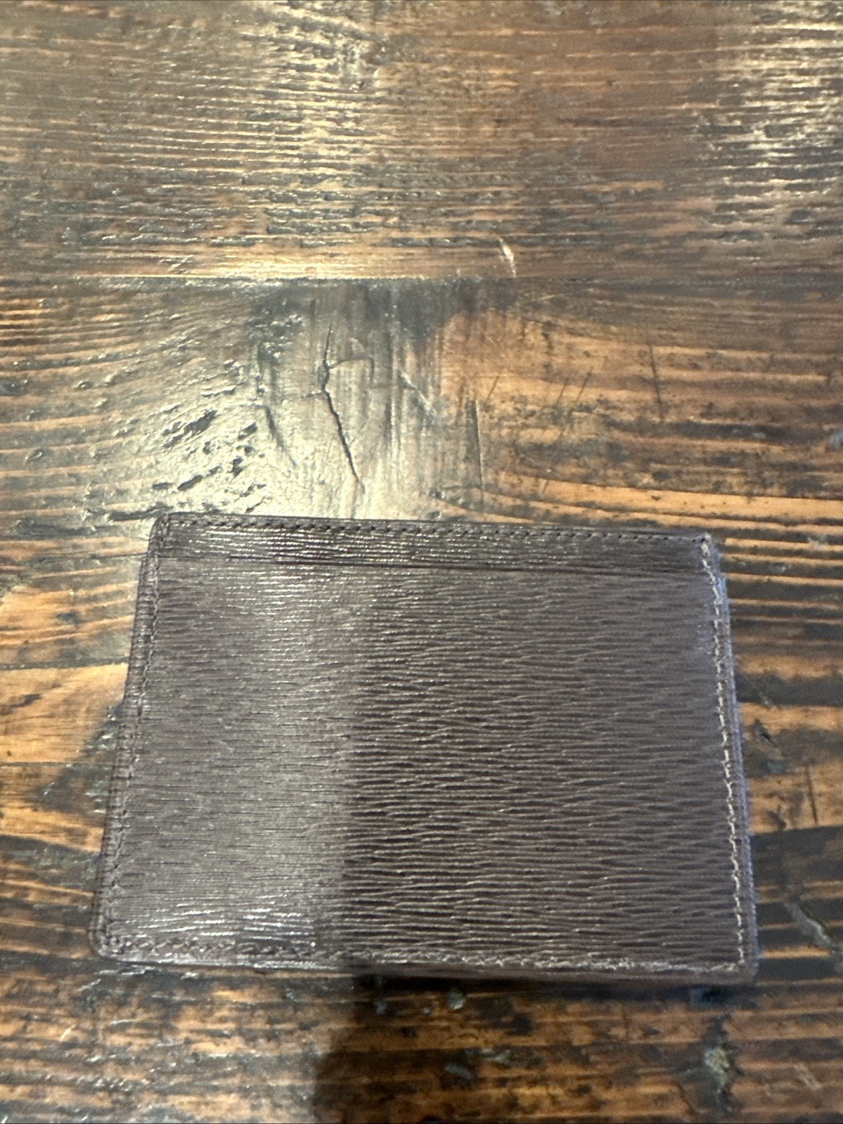 Coach Leather Card Case Brown Black 4.3×2.8 In New