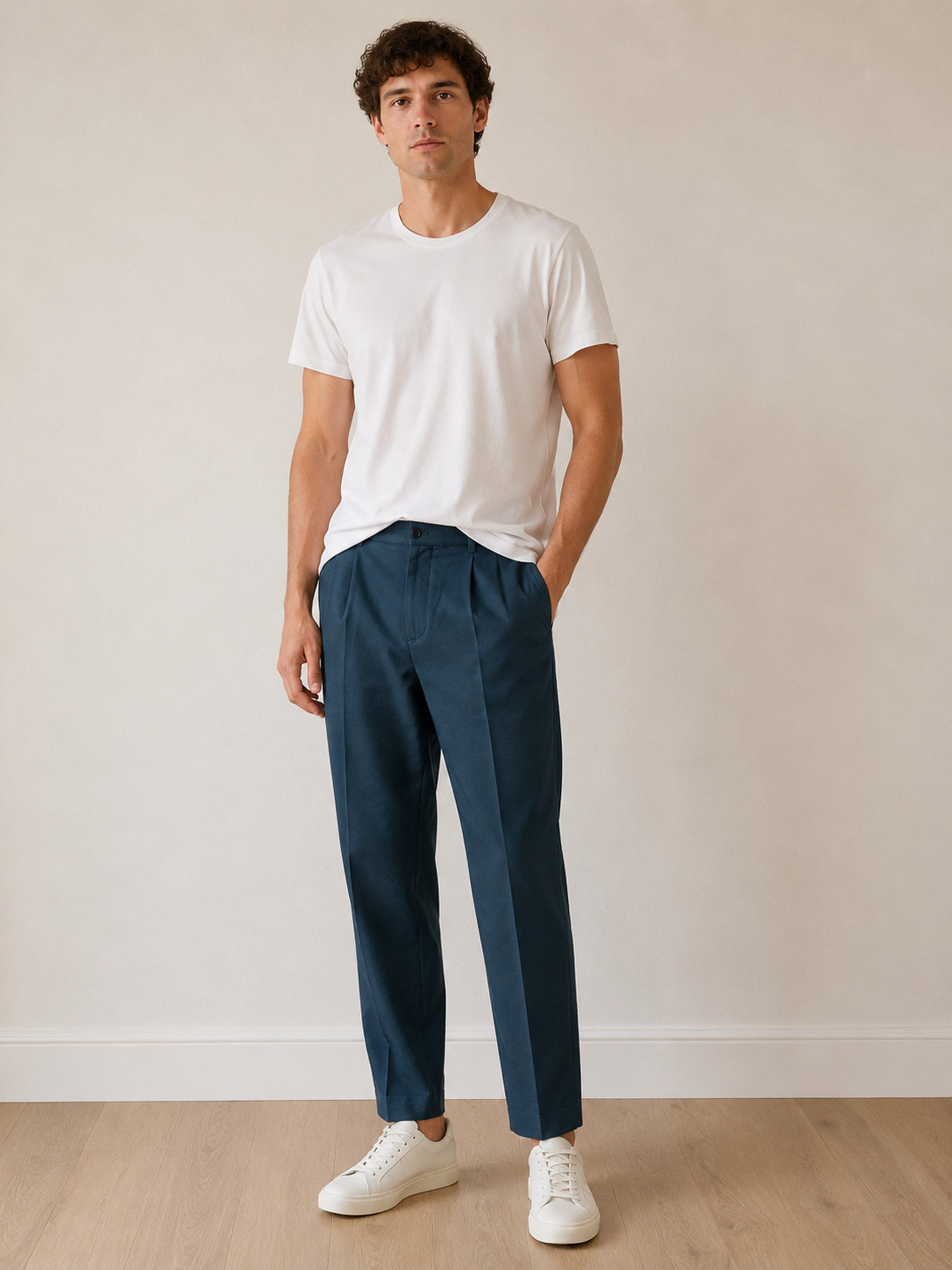 Uncommon Man Cotton Linen Trousers Men’s Size 38 Steel Blue Italian Luxury