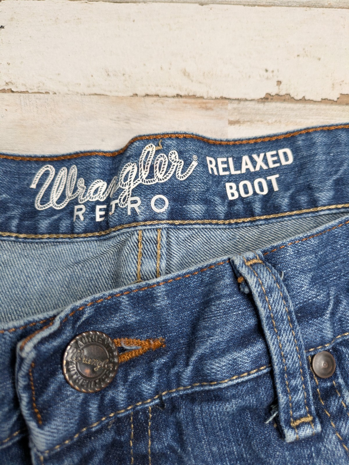 Wrangler Retro Jeans Mens 34×36 Relaxed Boot Cut Cowboy Denim Rodeo WRT20TB Blue