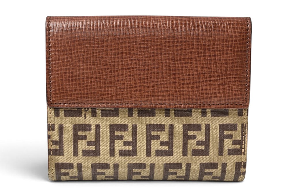 Fendi Authentic Wallet ZUCCA/Zucca Pattern Brown