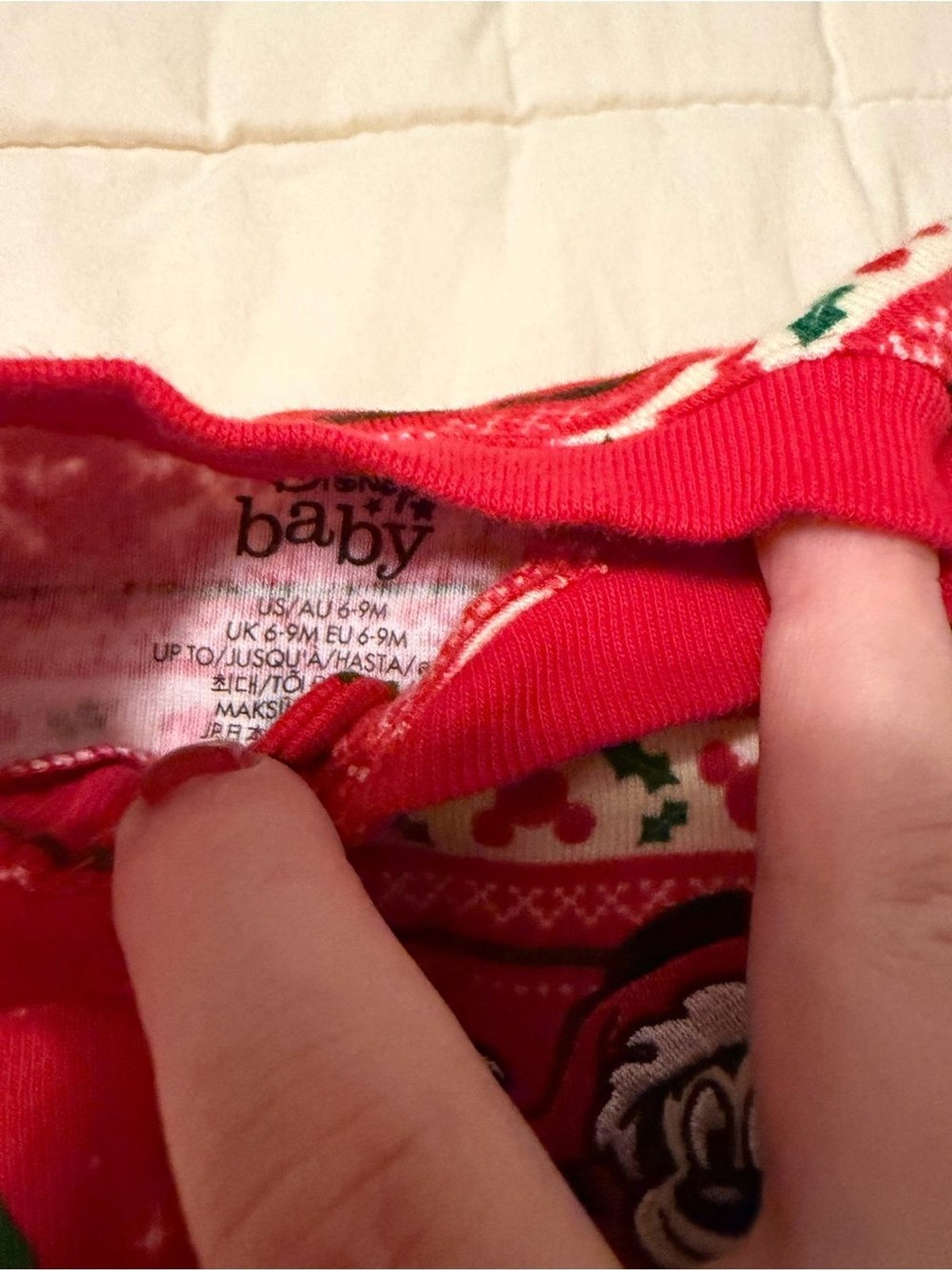Disney Red Holiday One-Piece Footie with Minnie