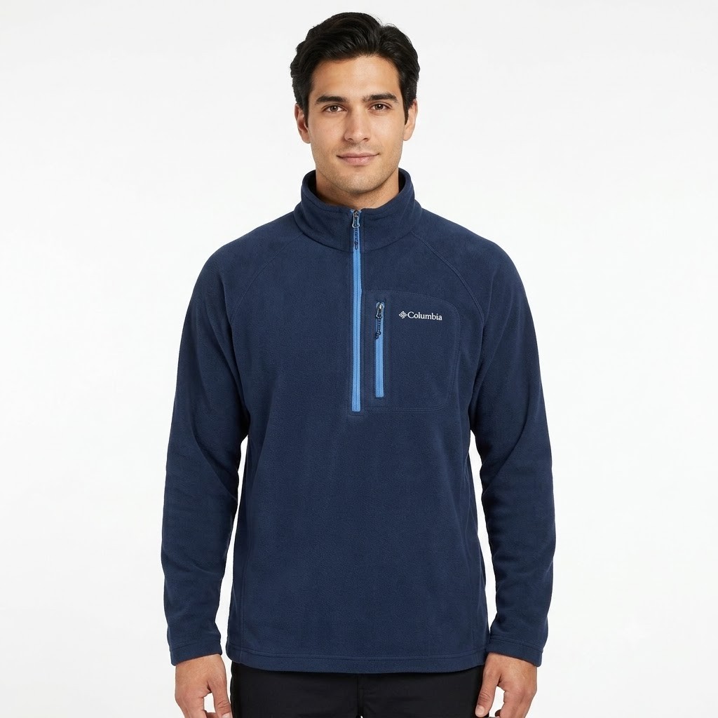 Columbia Fleece Pullover Mens XL Blue Fast Trek II Half Zip Pocket Jacket