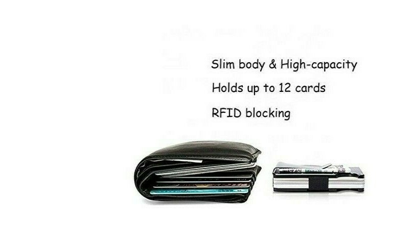 Men RFID Blocking Money Clip Minimalist Holder Carbon fiber Aluminum Wood USA