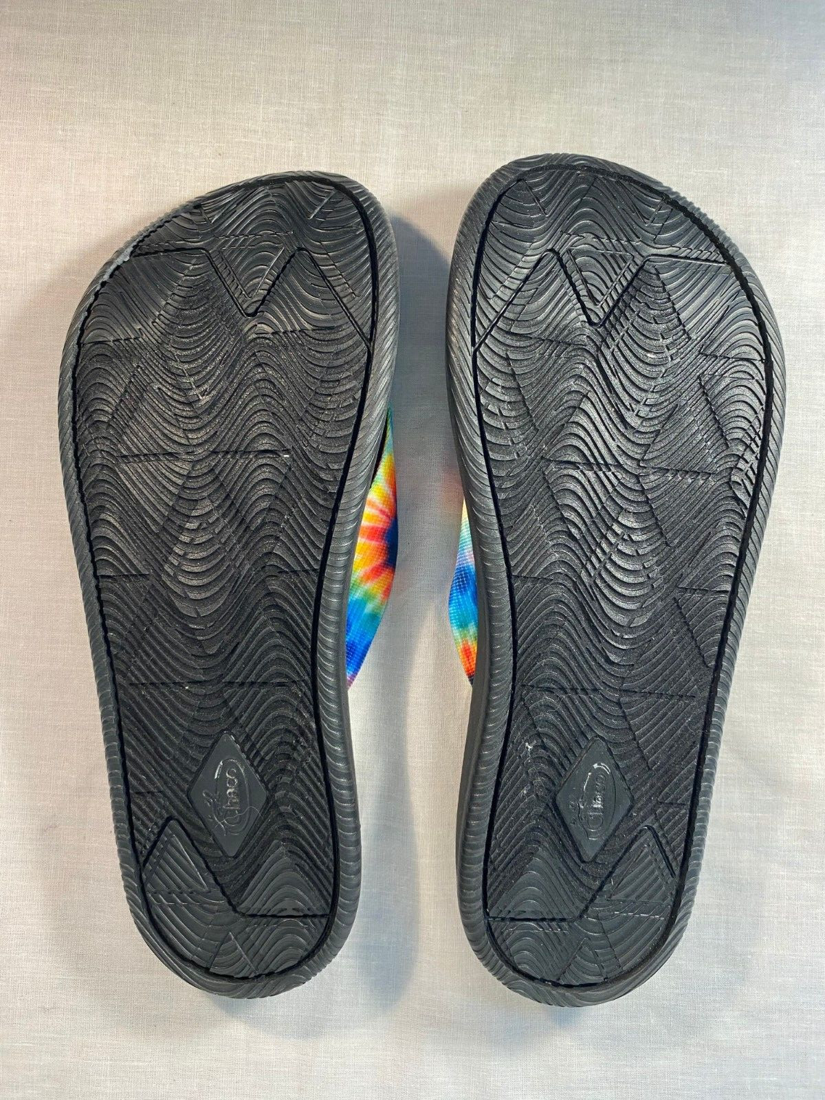 New Chaco Chillos Flip Flop Sandals Men’s Tie Dye Rainbow Slip On – US 13