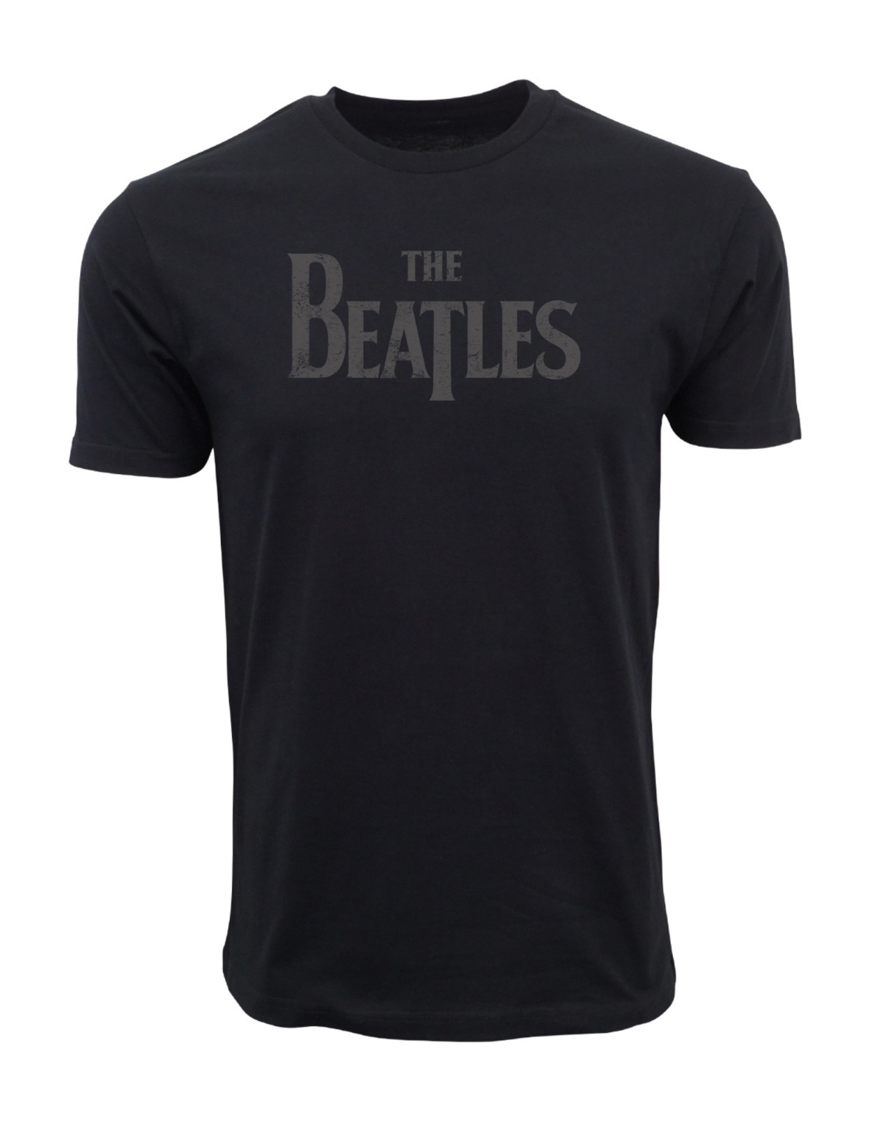 THE BEATLES MENS DISTRESS LOGO T SHIRT BLACK