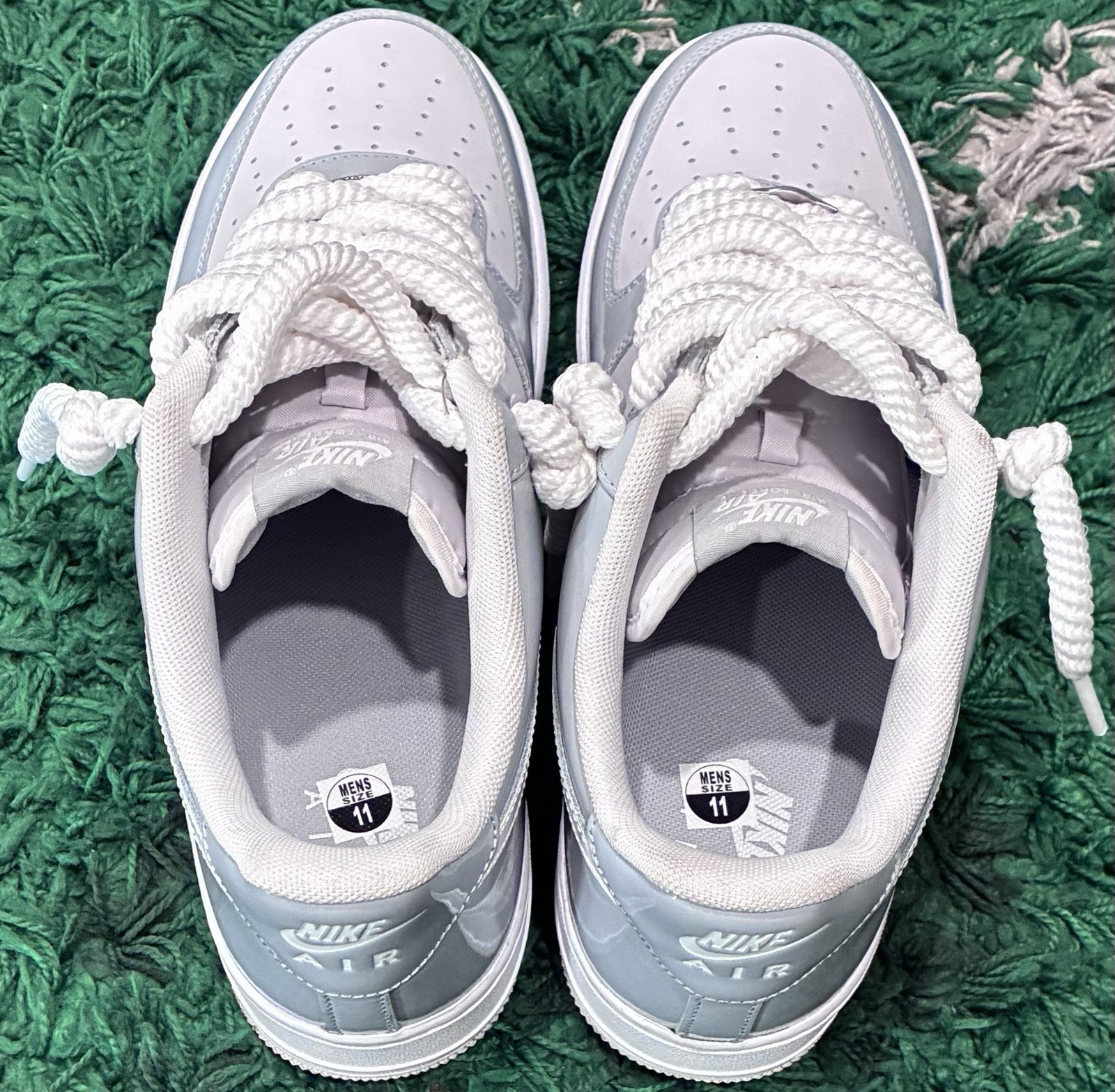Nike Air Force 1 07 LV8 Wolf Grey Patent Size 11 Pre-Owned/Used No Box WORN ONCE