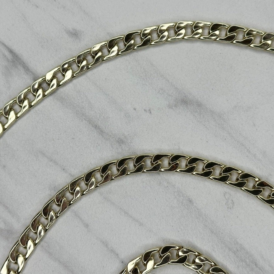 Gold Tone Flat Curb Chain Link Purse Handbag Replacement Strap 45in
