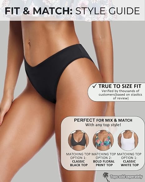(S) Women’s V-Cut Bikini Bottoms Cheeky High Cut Swim Bottoms