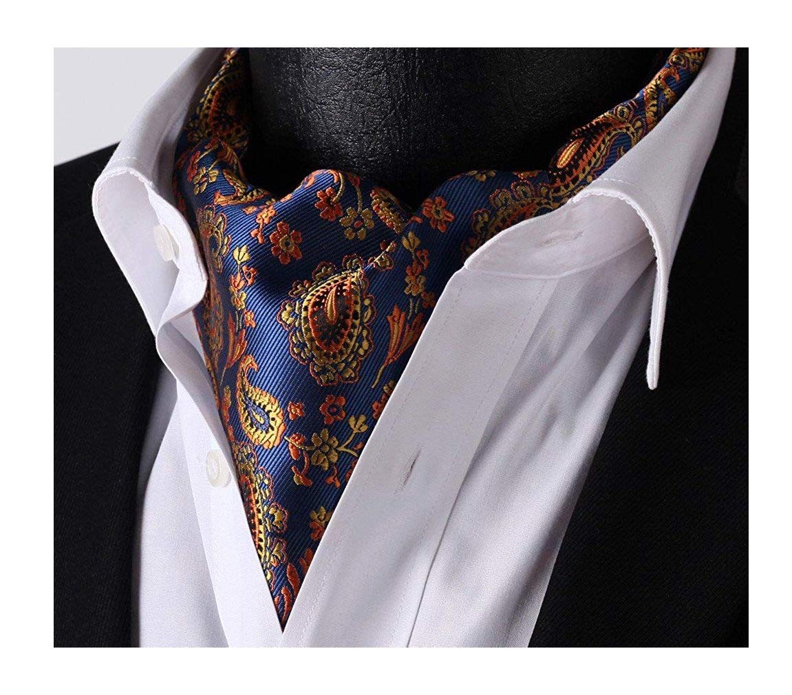 Men’s Paisley Floral 100% Silk Cravat Tie Handmade Formal Jacquard Ascot