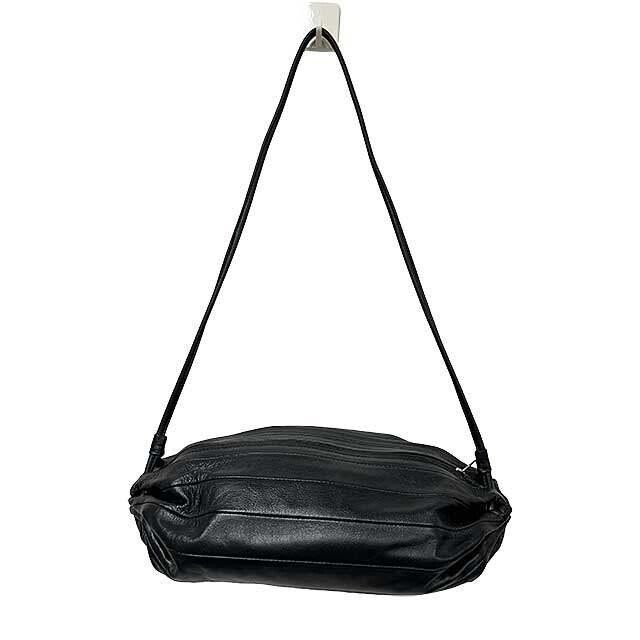 Marimekko KARLA Black Leather Shoulder Bag Crossbody Women 12.6in 18cm